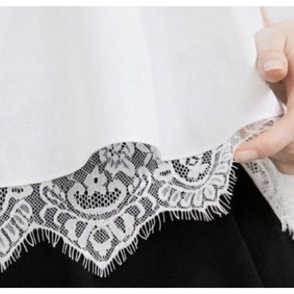 zara 2366/840/251 Solid White Lace Trim Scoop Neck Tank Top Cami Small - Picture 5 of 7